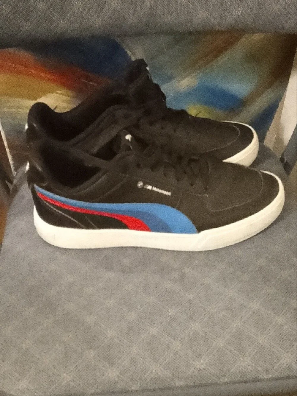 Puma Men's Black Low-Top Sneakers with White Sole